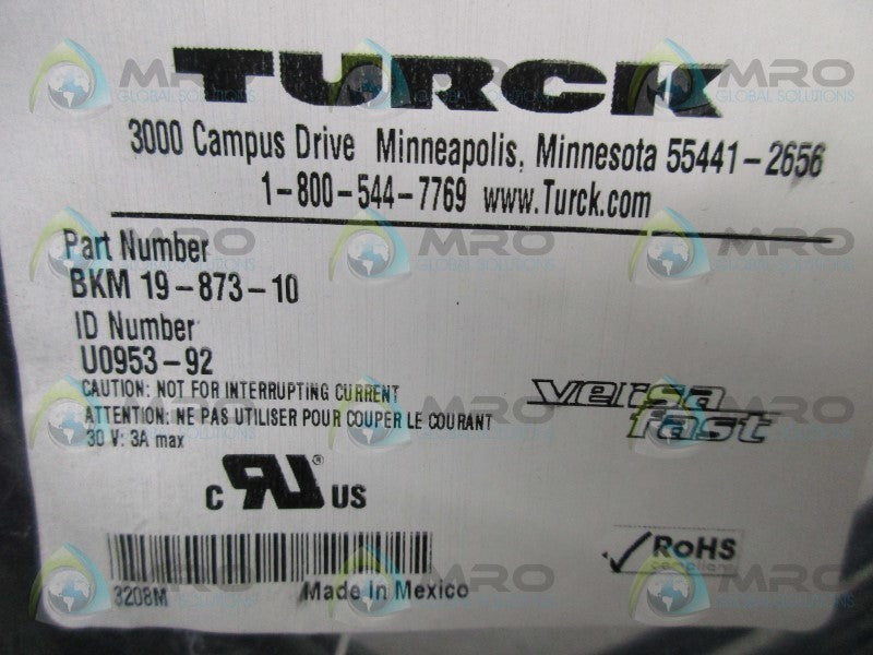 TURCK BKM19-873-10 CABLE * NEW IN FACTORY BAG *