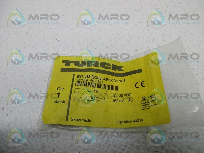 TURCK BI1,5U-EG08-AP6X-V1131 PROXIMITY SENSOR * NEW IN FACTORY BAG *