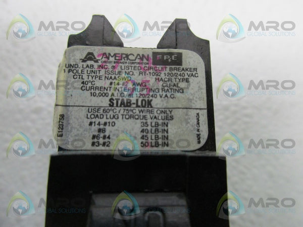 AMERICAN FPE HACR120 CIRCUIT BREAKER  UNMP