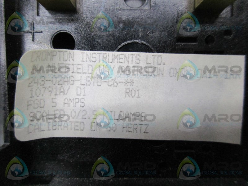 CROMPTON 243-02AG-LSTU-C6 ANALOG PANEL METER  NSNP