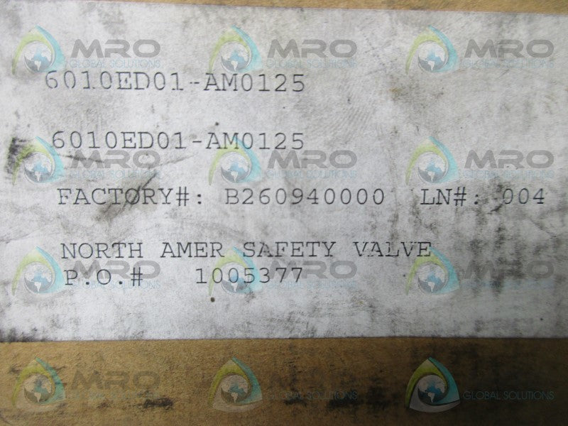 KUNKLE 6010ED01-AM125 SAFETY PRESSURE RELIEF VALVE  NSMP
