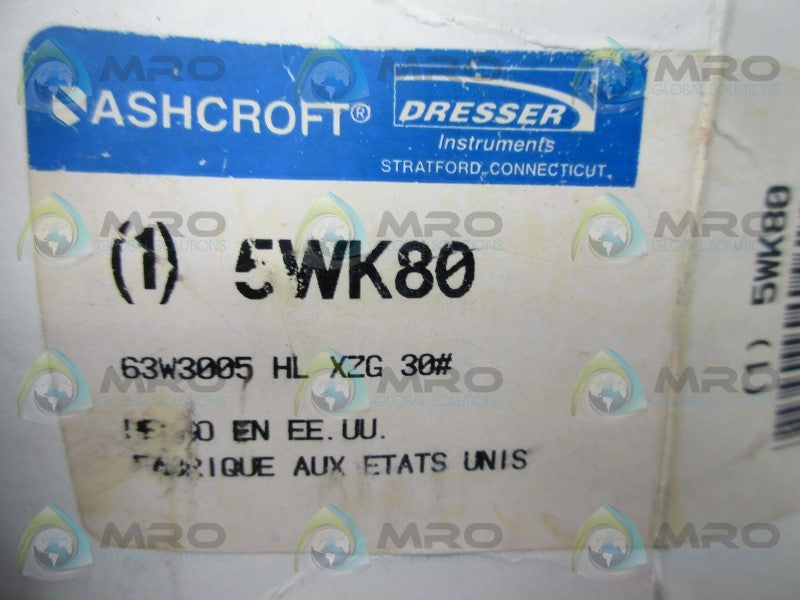 ASHCROFT 63W3005HLXZG30 PRESSURE GAUGE  NSMP