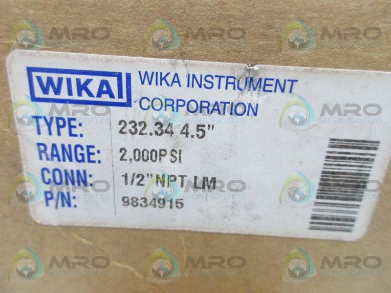 WIKA 9834915 PRESSURE GAUGE 2,000PSI  NSMP