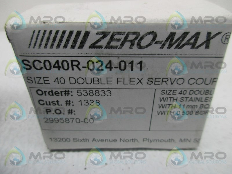 ZERO MAX SC040R-024-011 SIZE 40 DOUBLE FLEX SERVO COUPLING  NSMP