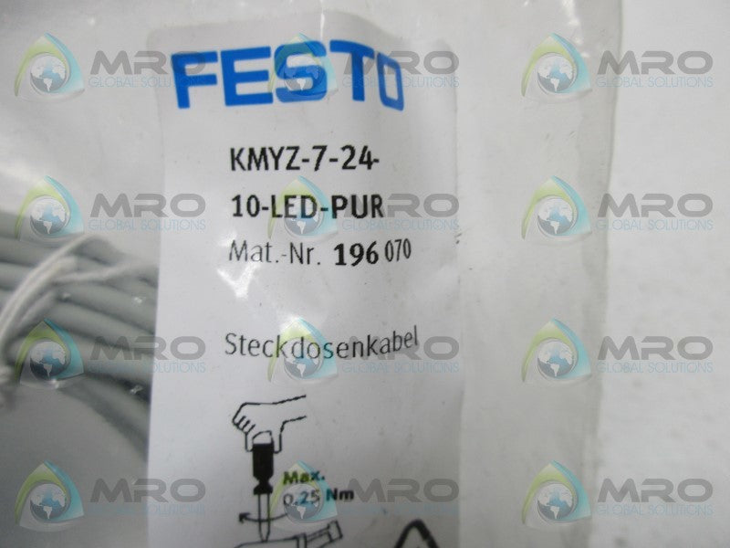 FESTO KMYZ-7-24-10-LED-PUR PLUG SOCKET W/ CABLE  NSMP