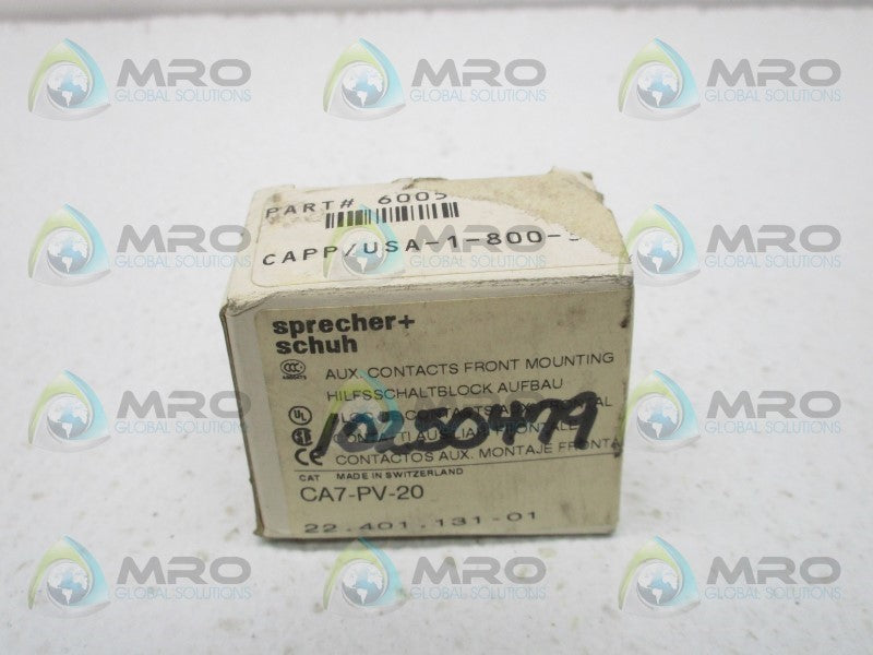SPRECHER+SCHUH CA7-PV-20 AUXILIARY CONTACT BLOCK  NSMP