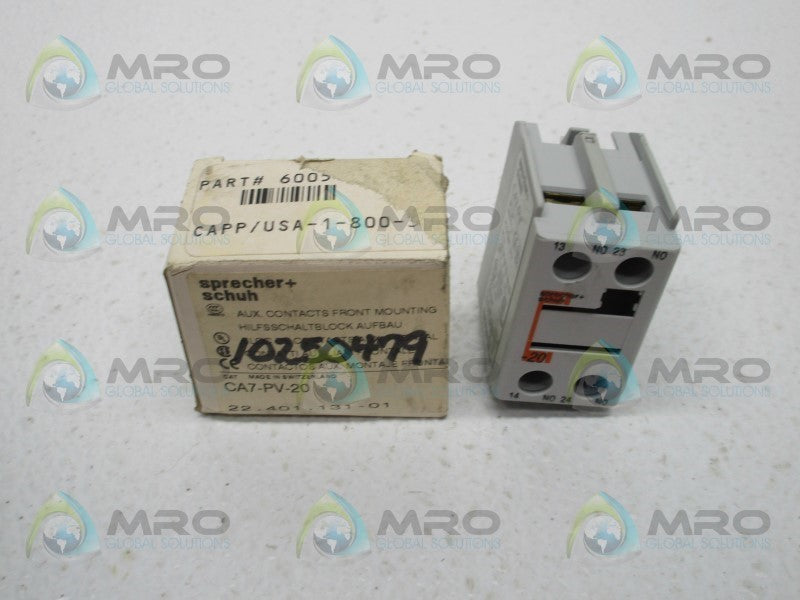 SPRECHER+SCHUH CA7-PV-20 AUXILIARY CONTACT BLOCK  NSMP