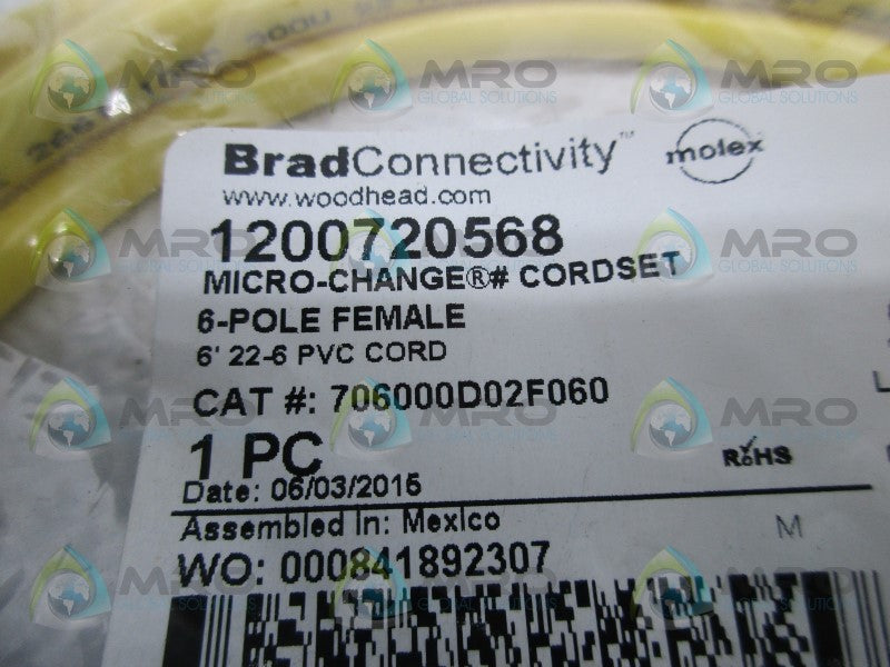 DANIEL WOODHEAD 706000D02F060 MICRO CHANGE CORDSET * NEW IN FACTORY BAG *