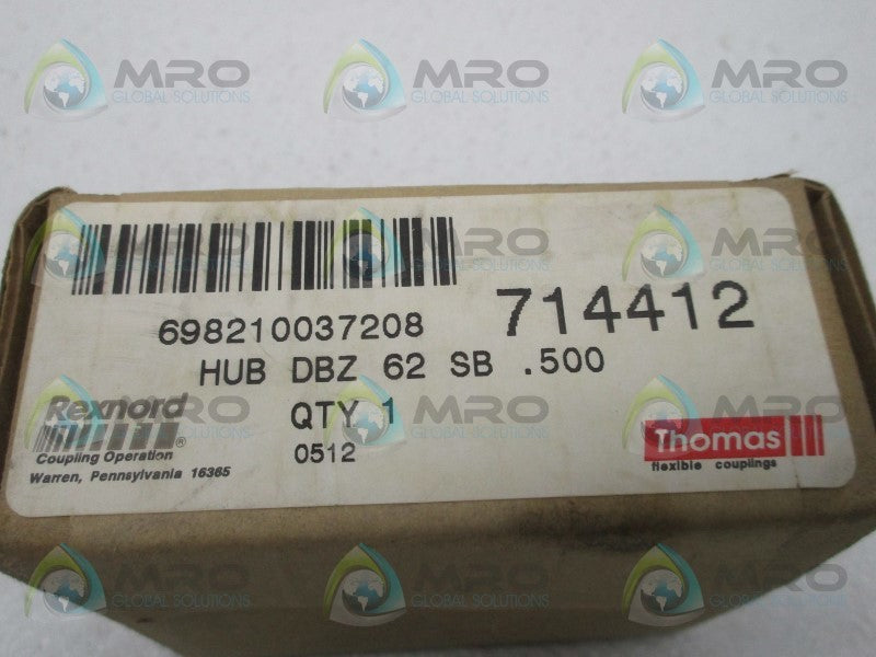 REXNORD 714412 HUB DBZ 62 SB .500 * FACTORY SEALED *