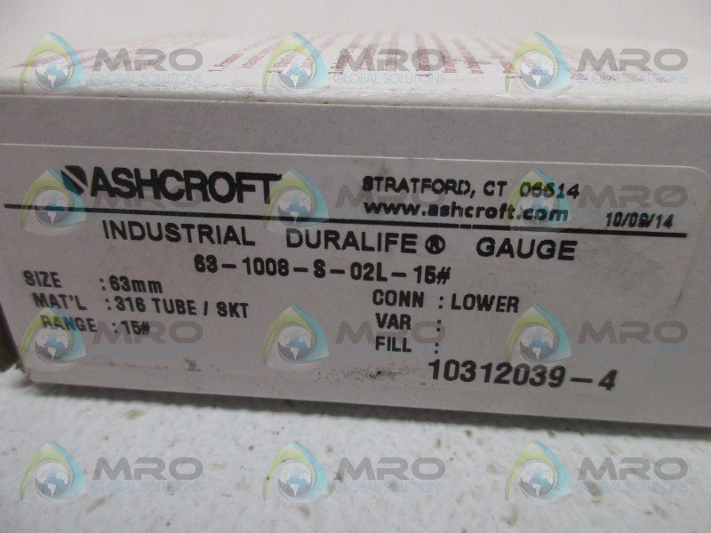 ASHCROFT 63-1008-S-02L-15 PRESSURE GAUGE  NSMP