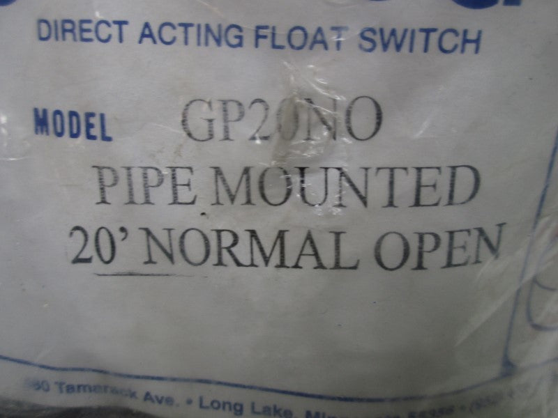 ANCHOR SCIENTIFIC GP20NO PIPE MOUNTED 20' FLOATING SWITCH * NEW IN FACTORY BAG *
