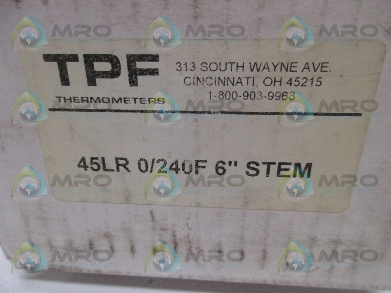 TPF 45LR 0/240F 6" STEM THERMOMETER  NSFS