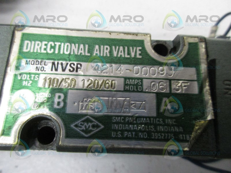 SMC NVSP4214-0009J DIRECTIONAL AIR VALVE  UNMP