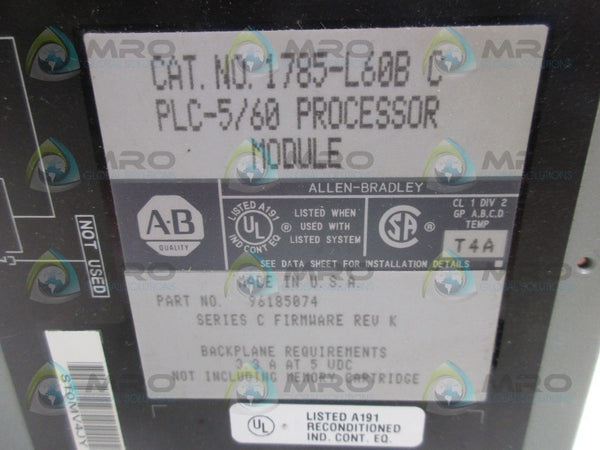 ALLEN BRADLEY 1785-L60B SER. C PROCESSOR MODULE  NSNP