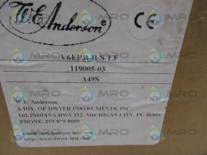 WE ANDERSON V6EPB-B-S-LF FLOTECT FLOW SWITCH * FACTORY SEALED *