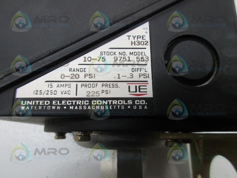 UNITED ELECTRIC TYPE H302 10-75-9751-553 PRESSURE SWITCH  NSNP