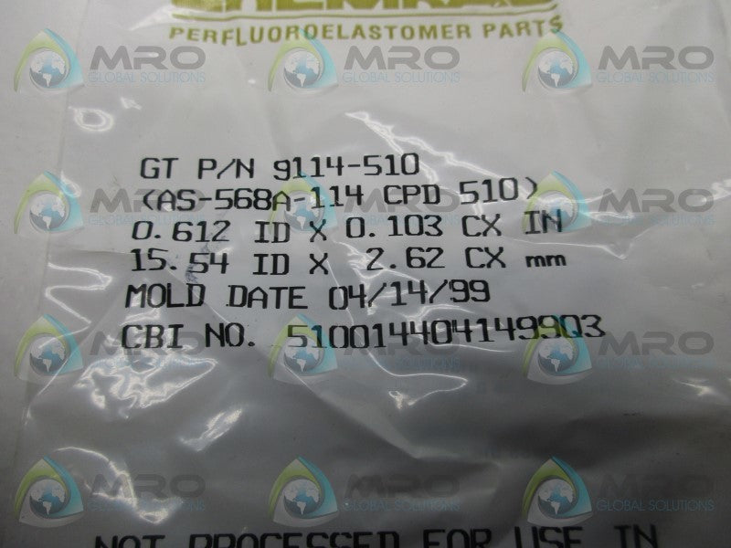 CHEMRAZ 9114-510 O-RING * NEW IN FACTORY BAG *