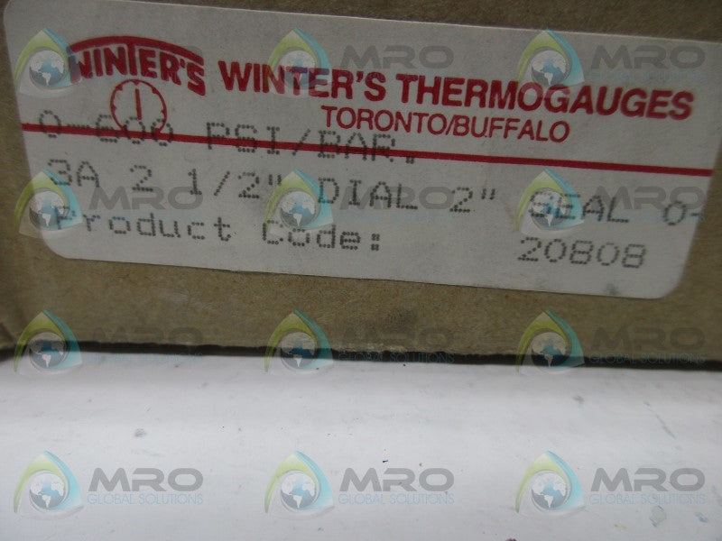 WINTER'S 3A-2-1/2-DIAL 2" PRESSURE GAUGE 0-600 PSI  NSMP