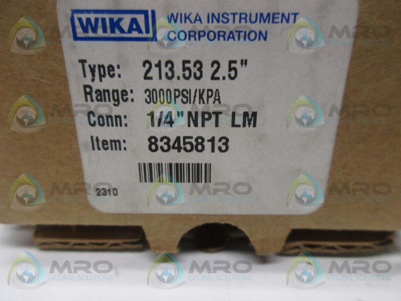 WIKA 8345813 PRESSURE GAUGE 3000PSI  NSMP