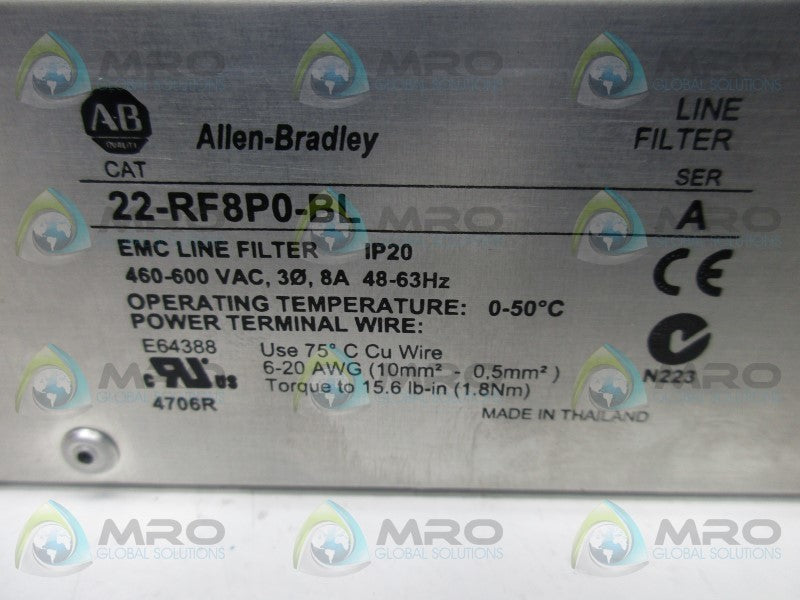 INDUSTRIAL SPARE PART 22-RF8P0-BL SER. A LINE FILTER  NSMP