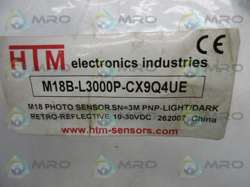 HTM M18B-L3000P-CX9Q4UE PHOTO SENSOR RETRO REFLECTIVE * NEW IN FACTORY BAG *
