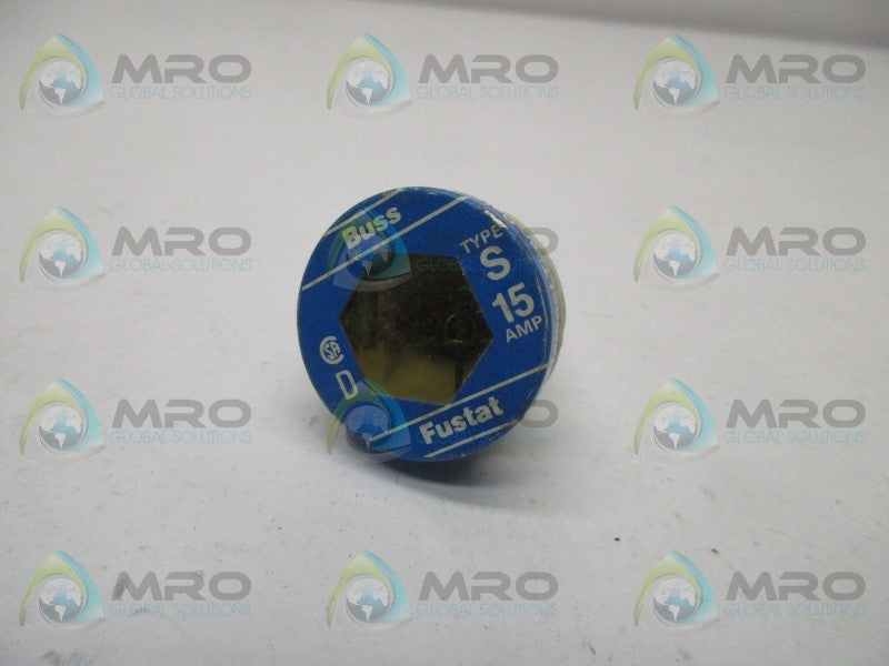 BUSSMANN TYPE S 15 AMP TIME DELAY SCREW BASE  UNMP