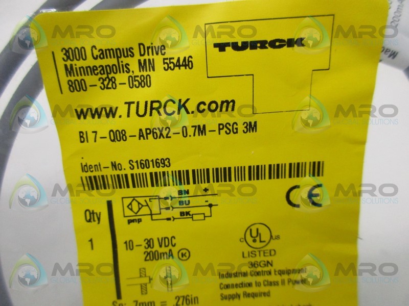 TURCK BI7-Q08-AP6X2-0.7M-PSG3M RECTANGLUAR SENSOR * NEW IN FACTORY BAG *