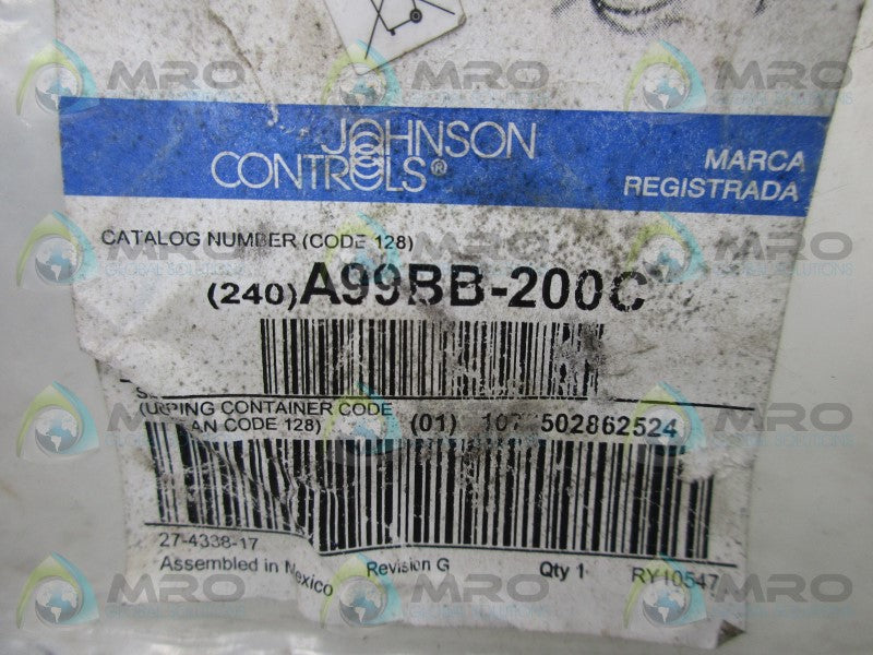 JOHNSON CONTROLS A99BB-200C TEMPERATURE SENSOR * NEW IN FACTORY BAG *