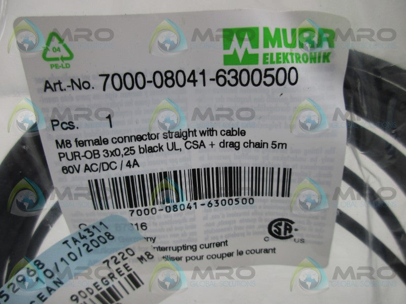 MURR ELEKTRONIK 7000-08041-6300500 CABLE * NEW IN FACTORY BAG *