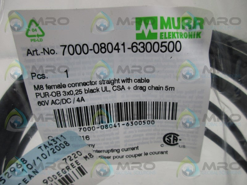 MURR ELEKTRONIK 7000-08041-6300500 CABLE * NEW IN FACTORY BAG *