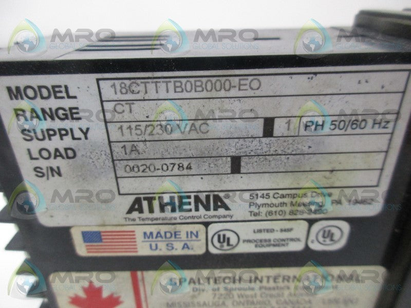 ATHENA 18CTTTB0B000-EO TEMPERATURE CONTROLLER  UNMP