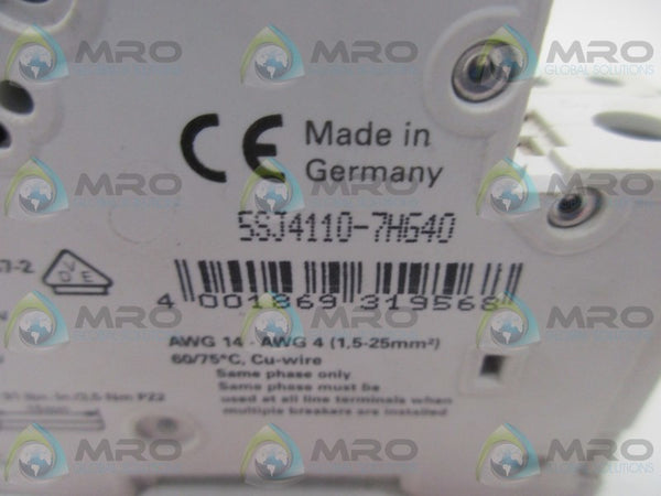 SIEMENS 5SJ4110-7HG40 CIRCUIT BREAKER  UNMP