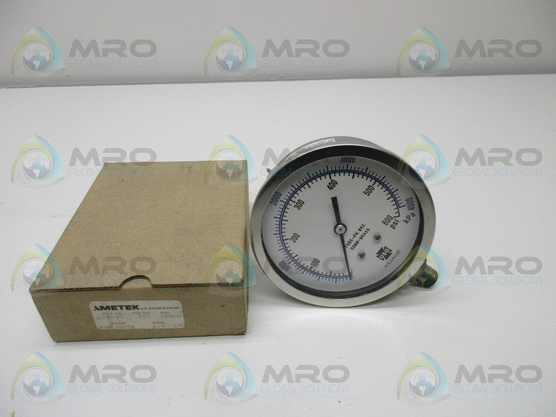 AMETEK 157642 PRESSURE GAUGE 0-600 PSI/KPA  NSMP