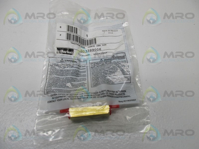 PARKER 003399006 CHECK VALVE EP SPECIAL * NEW IN FACTORY BAG *