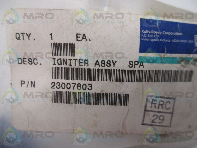 ROLLS ROYCE 23007803 IGNITER SPARK ASSEMBLY * FACTORY SEALED *