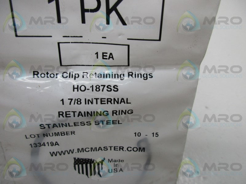 INDUSTRIAL MRO HO-187SS RETAINING RING 1-7/8" * NEW IN FACTORY BAG *
