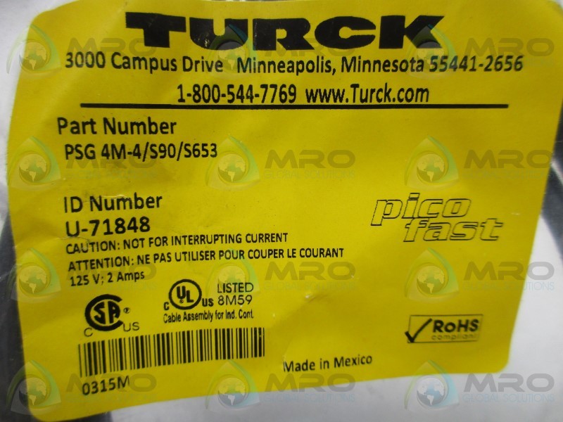 TURCK PSG4M-4/S90/S653 CABLE CONNECTOR  NSMP