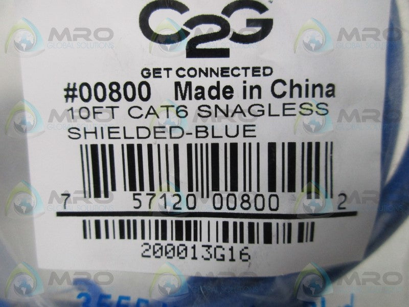 C2G 00800 10FT CAT6 SNAGLESS SHIELDED BLUE  NSMP