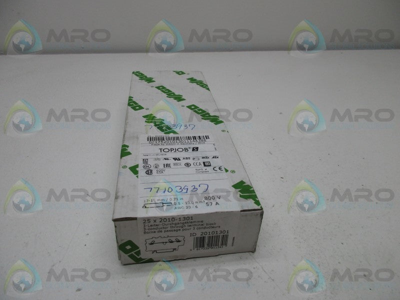 WAGO 2010-1301 TERMINAL BLOCK (BOX OF 25) * FACTORY SEALED *