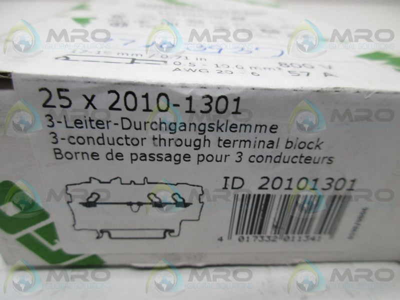 WAGO 2010-1301 TERMINAL BLOCK (BOX OF 25) * FACTORY SEALED *