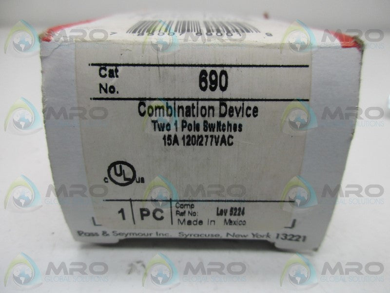 PASS & SEYMOUR 690 COMBINATION DEVICE TWO 1P SWITCHES  NSMP