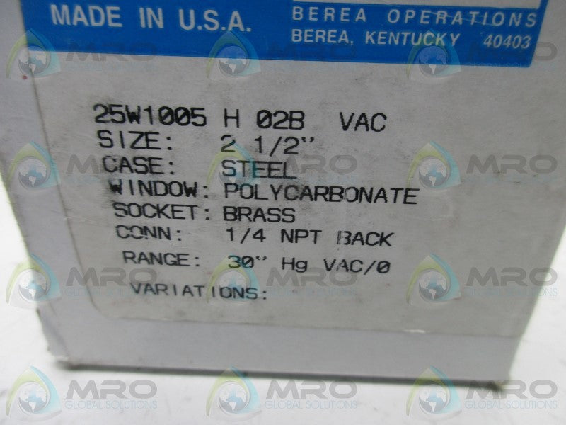 ASHCROFT 25W1005H02BVAC PRESSURE GAUGE  NSMP