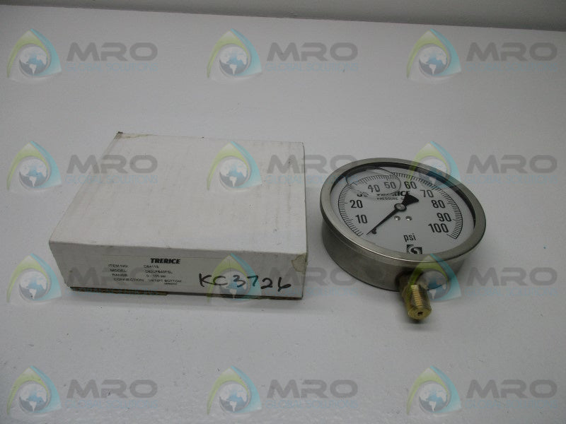 TRERICE D82LFB40FSL LIQUID FILLED PRESSURE GAUGE 0-100 PSI  NSMP