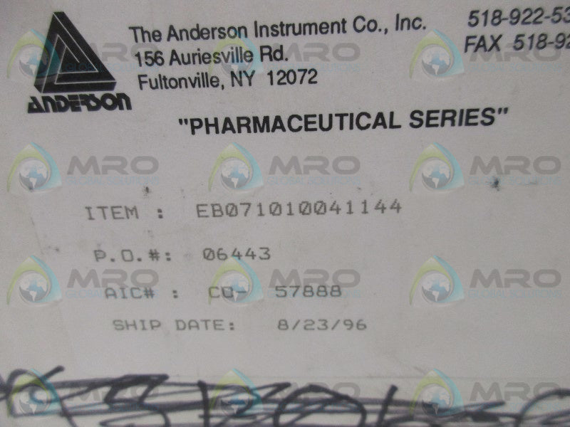 ANDERSON EB071010041144 PHARMACEUTICAL PRESSURE GAUGE * FACTORY SEALED *