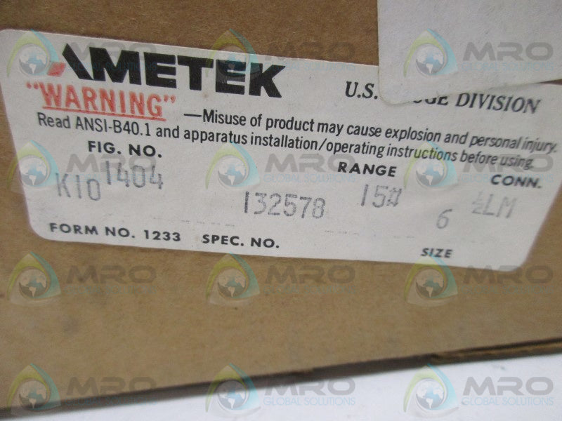 AMETEK 132578 PRESSURE GAUGE 0-15 PSI  NSMP