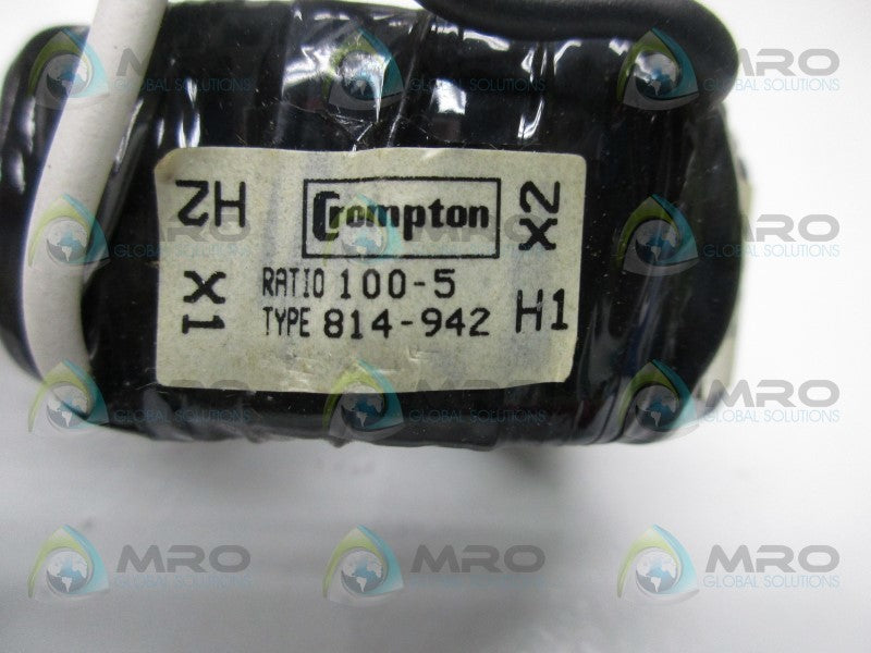 CROMPTON 814-942 CURRENT TRANSFORMER RATIO 100-5  UNMP