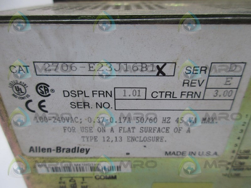 INDUSTRIAL SPARE PART 2706-E23J16B1 SER. D F/W 3.00 OPERATOR INTERFACE  UNMP