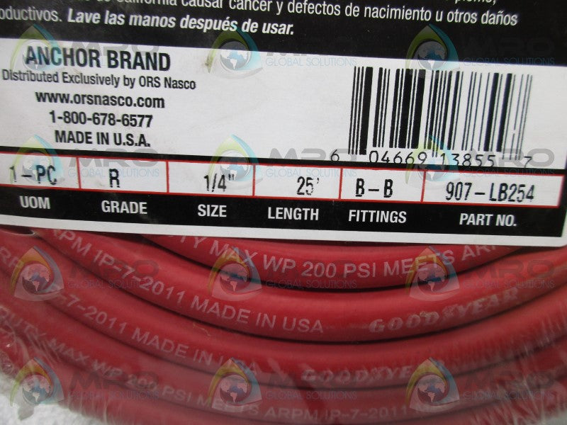 INDUSTRIAL MRO 907-LB254 25" X 1/4" TWIN TORCH HOSE * NEW IN ORIGINAL PACKAGE *