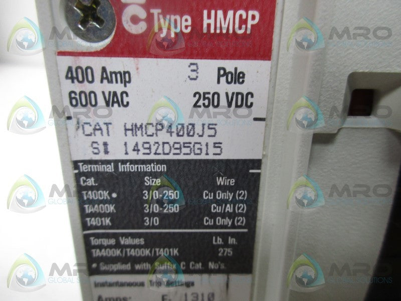 CUTLER HAMMER HMCP400J5  NSMP