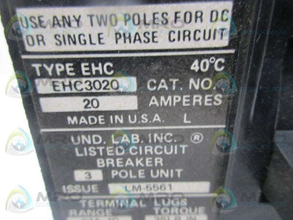 CUTLER HAMMER EHC3020 CIRCUIT BREAKER  NSNP